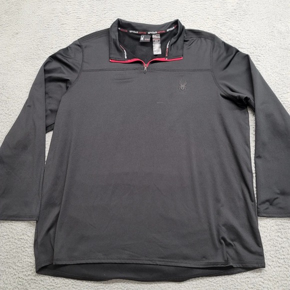 Spyder Active Jacket Mens XL Black Pullover 1/4 Zip Spellout Logo Outdoors ProWB - Picture 1 of 11